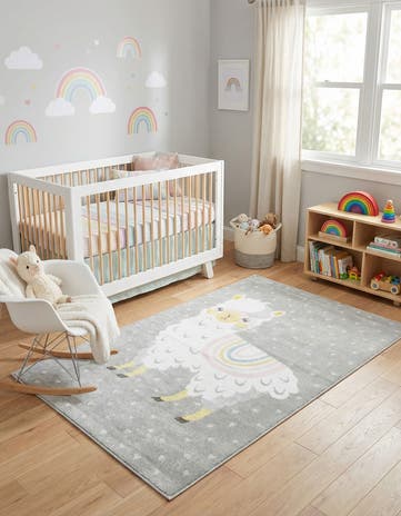 5' 3 x 8' Llama Whimsy Kids Rug