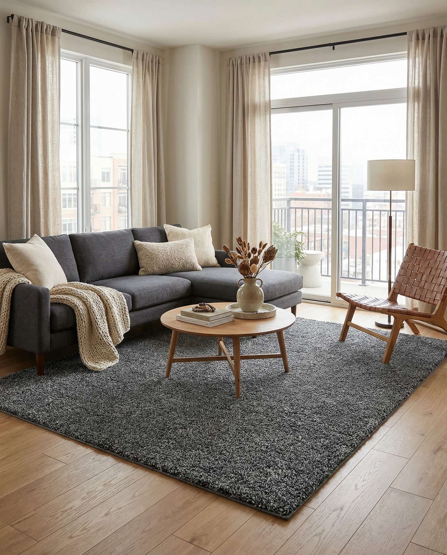 8' x 10' Soft Solid Shag Rug