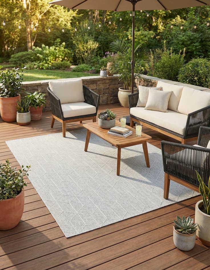 Detail image of 7' 10 x 10' Easy-Clean Trellis Indoor / Outdoor Rug