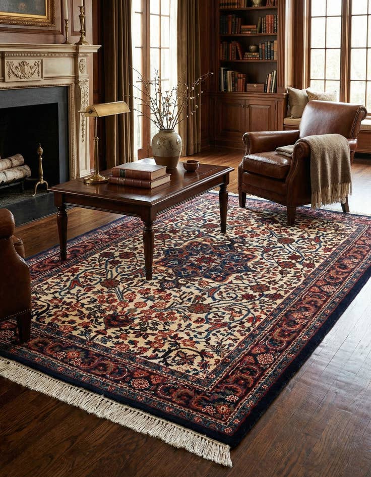 Detail image of  4' 2 x 6' 2  Hand Knotted Isfahan Persian Wool Rug