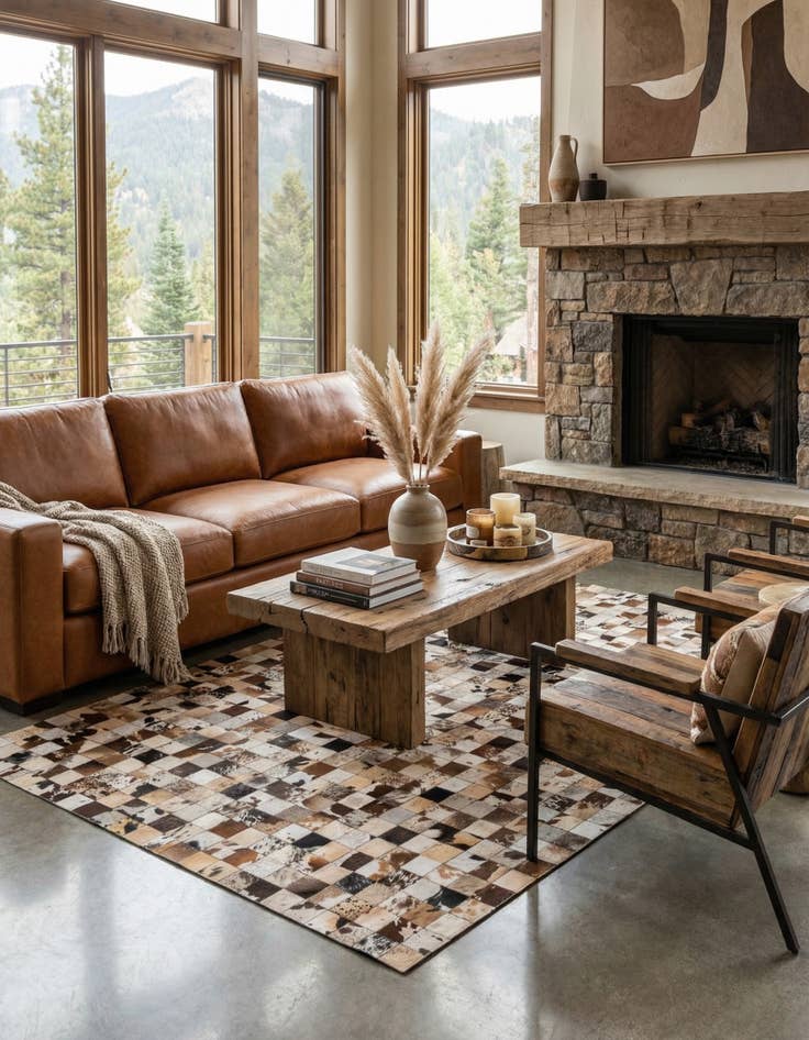 Detail image of  8' x 10' Cowhide Leather Rug