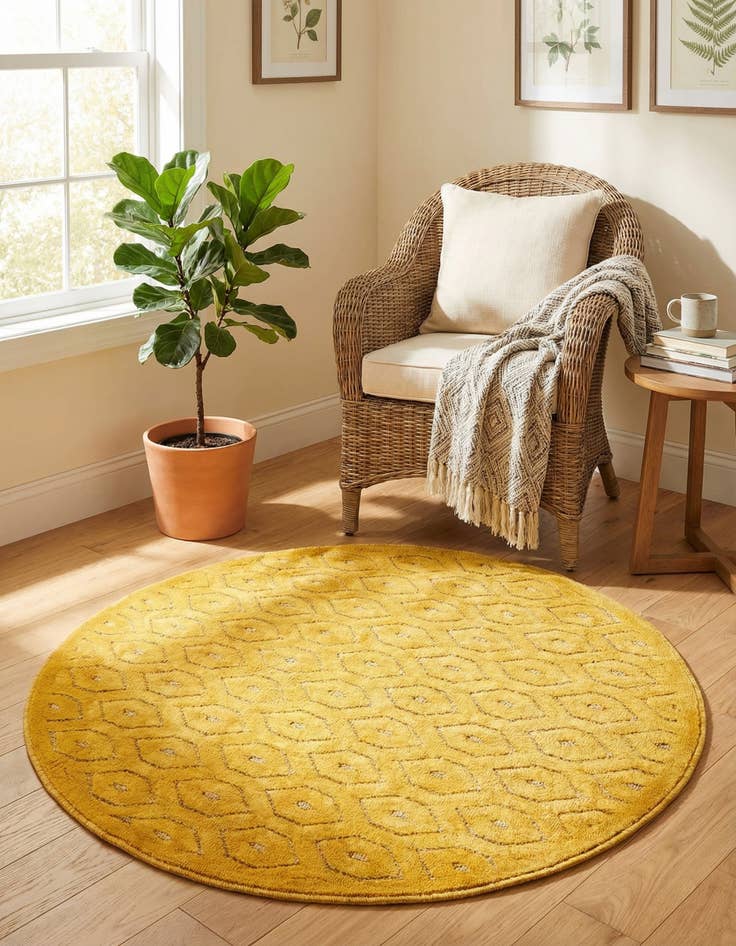Detail image of 4' x 4'  Washable Trellis Textured Indoor / Outdoor Round Rug