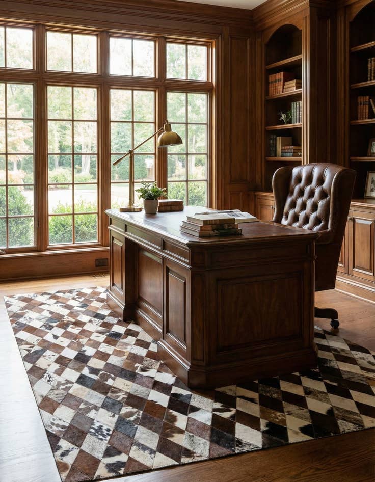 Detail image of 5' 1 x 8' 1 Cowhide Stocks Rug