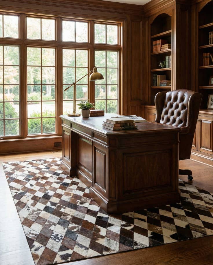 Detail image of 5' 1 x 8' 1 Cowhide Stocks Rug