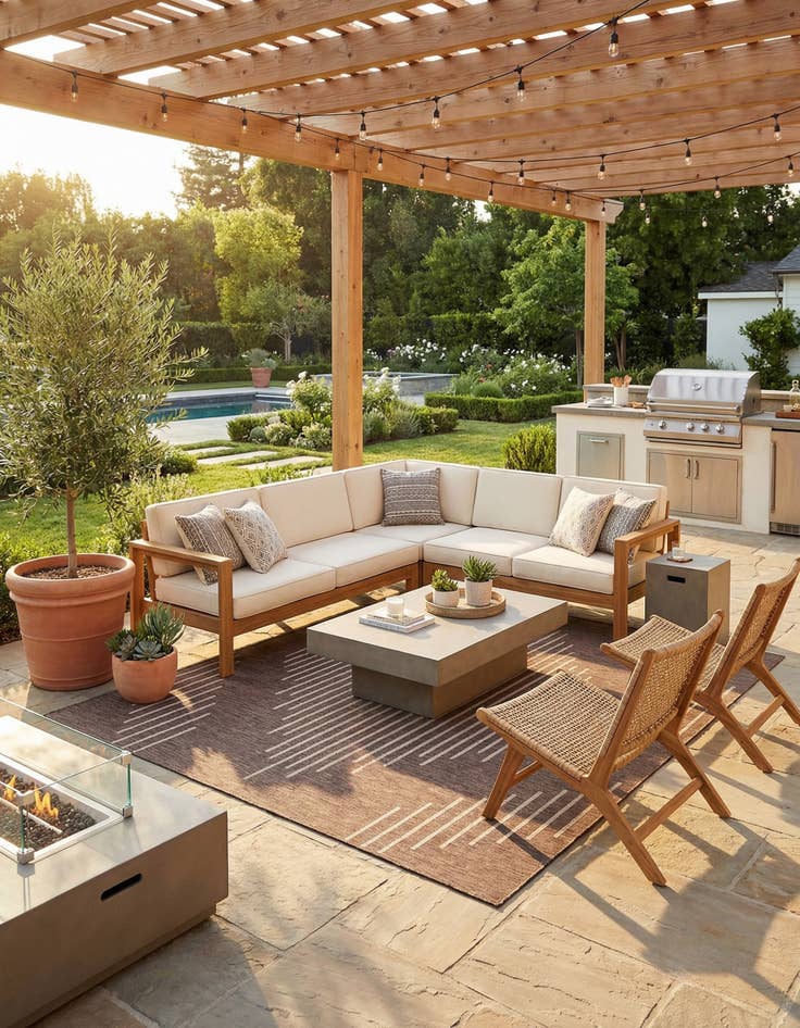 Detail image of 10' 8 x 10' 8 Easy-Clean Modern Indoor / Outdoor Square Rug
