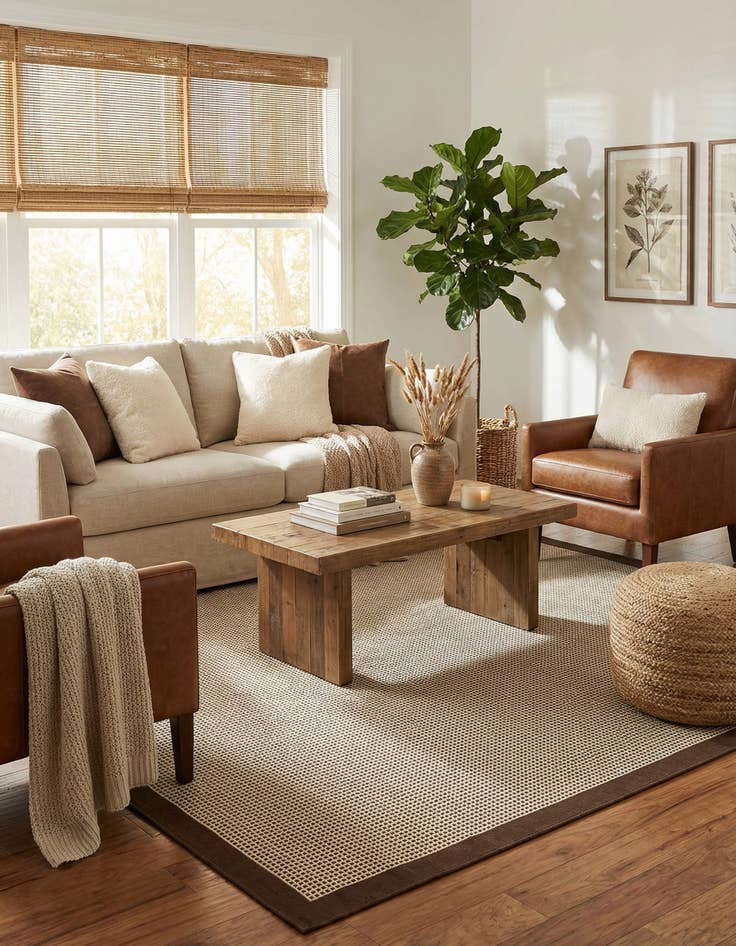 Detail image of 10' x 10'  Washable Border Indoor / Outdoor Square Rug