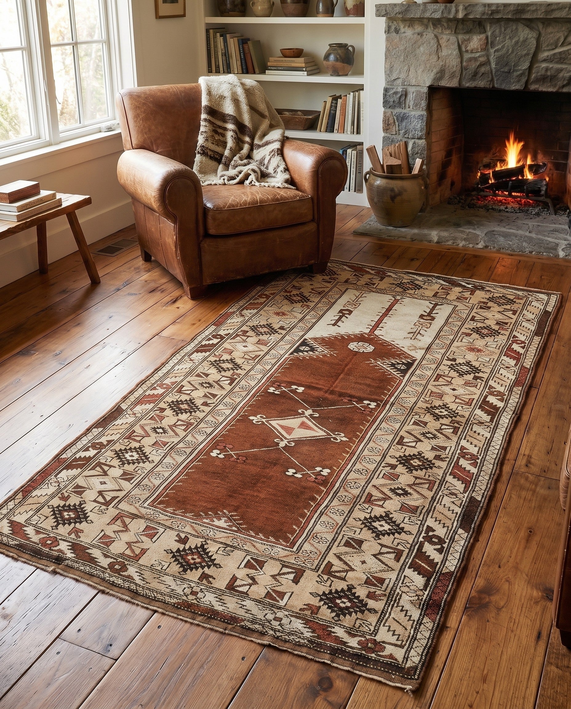 4' 3 x 7' 7 Hand Knotted Kars Wool Rug