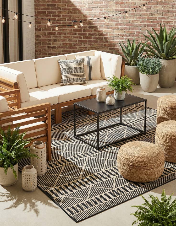 Detail image of 6' x 9'  Washable Trellis Indoor / Outdoor Rug