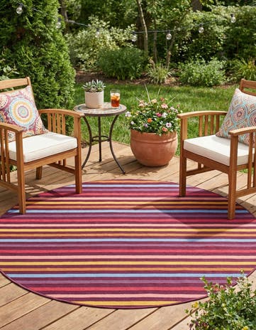 6' x 6' Easy-Clean Ribbon Indoor / Outdoor Round Rug