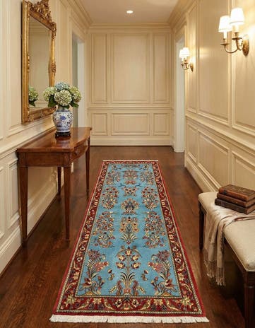 2' 7 x 7' 3 Hand Knotted Qom Persian Runner Rug
