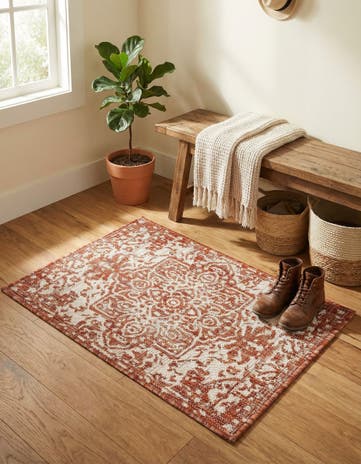 Rust Red Easy-Clean Jill Zarin Dubai Indoor / Outdoor Rug