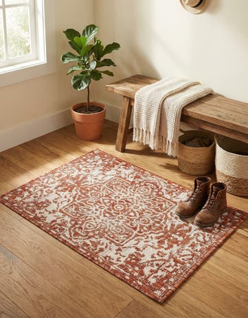 Rust Red Easy-Clean Jill Zarin Dubai Indoor / Outdoor Rug