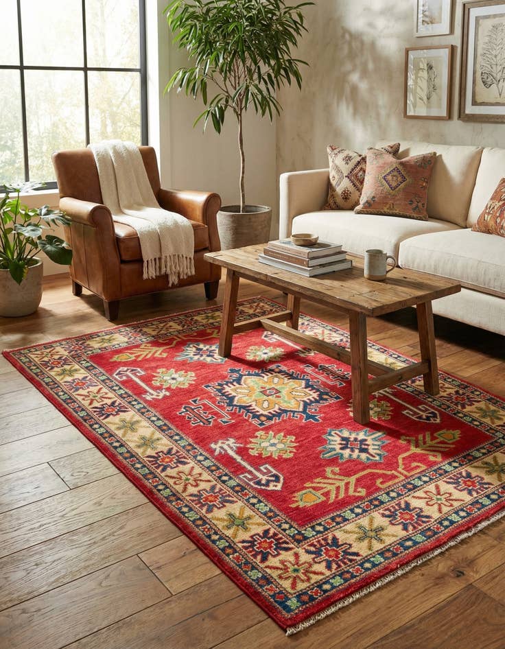 Detail image of 3' 4 x 4' 10  Hand Knotted Kazak Rug