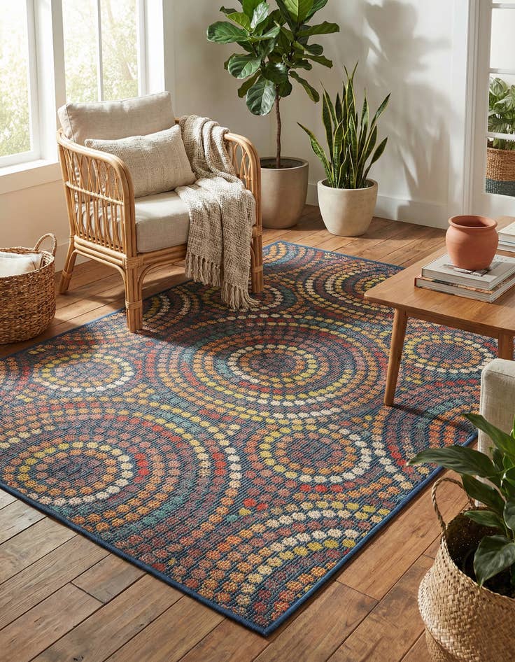 Detail image of  4' 1 x 6' 1  Washable Baja Indoor / Outdoor Rug