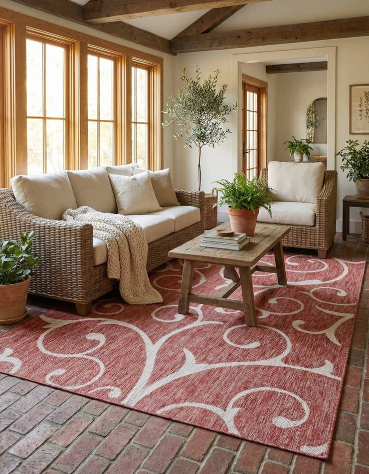 Detail image of 6' x 9'  Washable Botanical Indoor / Outdoor Rug