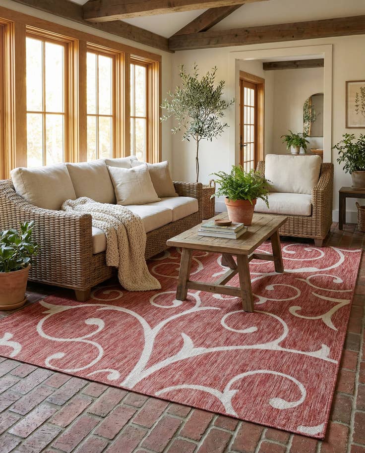 Detail image of 6' x 9' Easy-Clean Botanical Indoor / Outdoor Rug