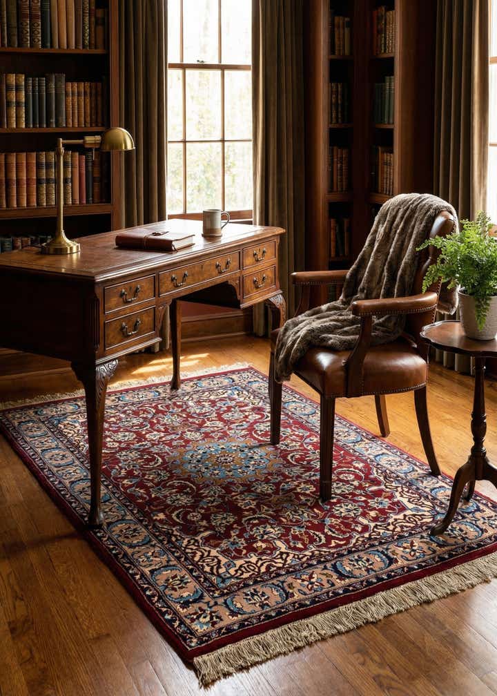 4' x 5' 8 Hand Knotted Isfahan Oriental Wool Rug