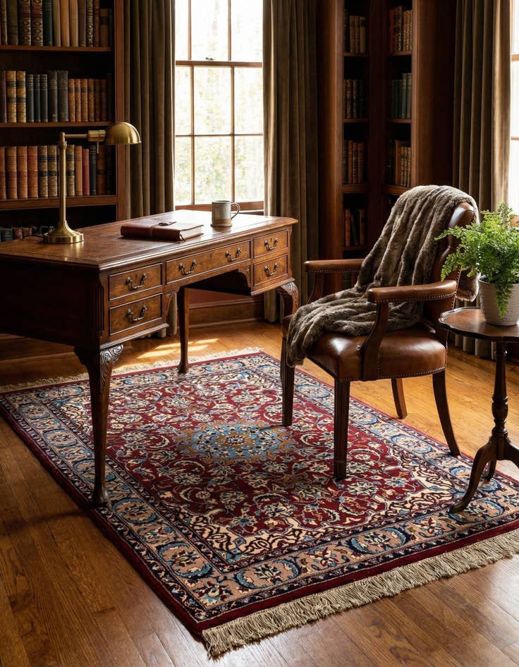 Detail image of 4' x 5' 8 Hand Knotted Isfahan Oriental Wool Rug