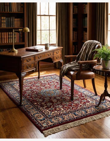 4' x 5' 8 Hand Knotted Isfahan Oriental Wool Rug