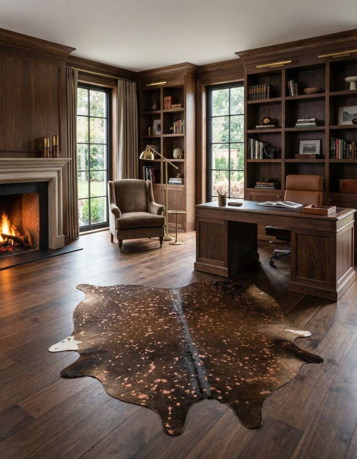 Detail image of 6' 7 x 6' 11 Cowhide Leather Square Rug