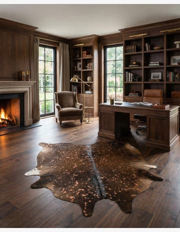 6' 7 x 6' 11 Cowhide Leather Square Rug