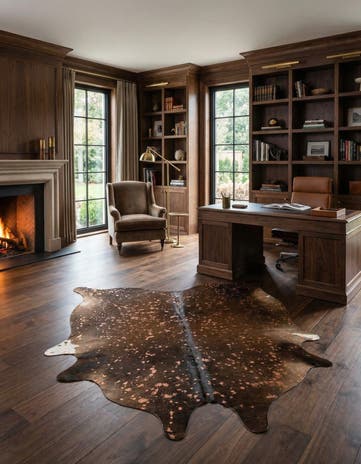 6' 7 x 6' 11 Cowhide Leather Square Rug