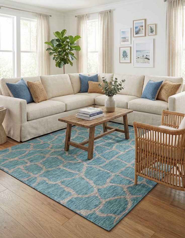 Detail image of 7' 10 x 11'  Washable Safari Indoor / Outdoor Rug