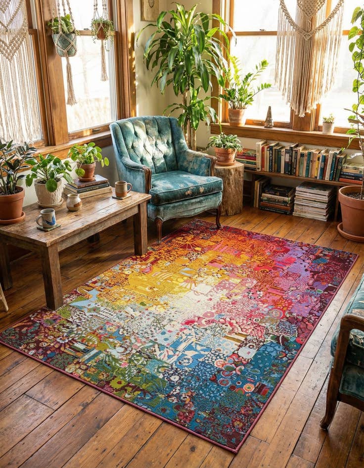 Detail image of  4' x 6'  Washable Modern Indoor / Outdoor Rug