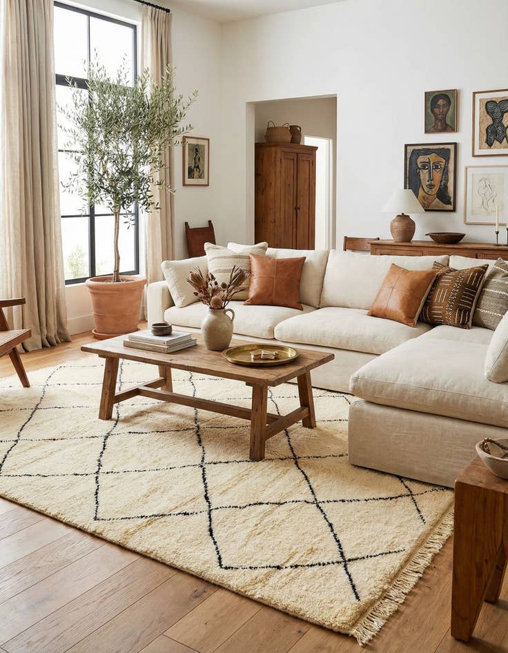 Detail image of  6' 10 x 10' 4  Hand Knotted Moroccan Wool Rug