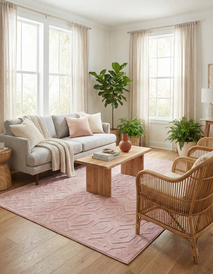 Detail image of 7' 10 x 10' Easy-Clean Trellis Textured Indoor / Outdoor Rug