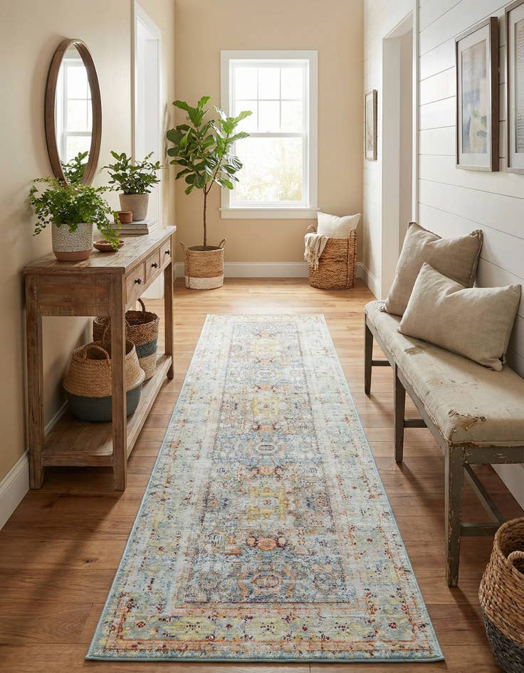 Detail image of 2' 7 x 9' 10 Aqua Runner Rug