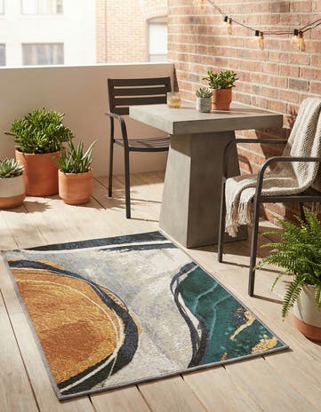 2' x 3' 1 Easy-Clean Modern Indoor / Outdoor Rug