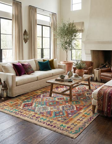 6' 8 x 9' 9 Hand Knotted Marok Kilim Rug