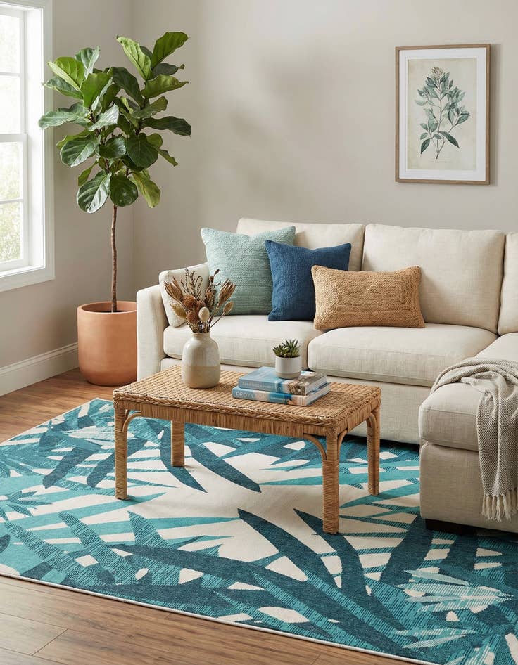 Detail image of 6' x 9' Easy-Clean Botanical Indoor / Outdoor Rug