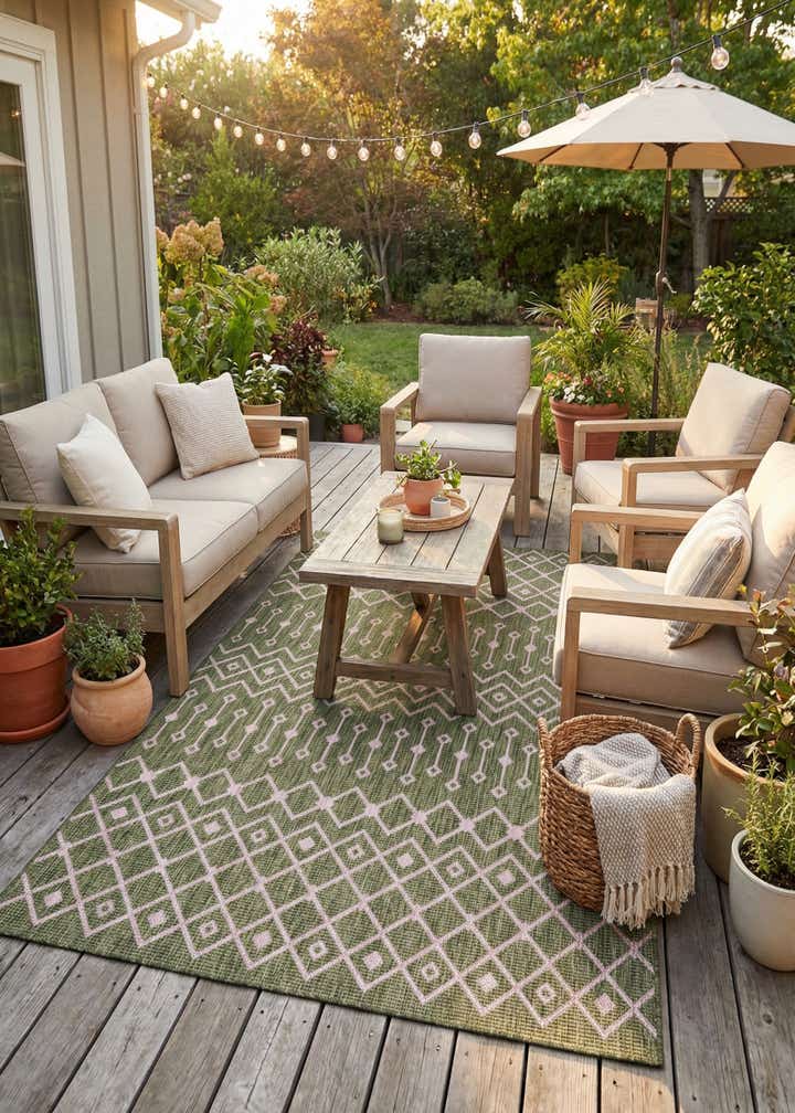 6' x 9' Easy-Clean Lattice Indoor / Outdoor Rug