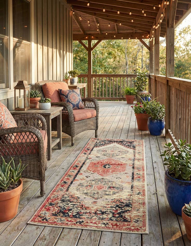 Detail image of 2' x 5'  Washable Traditional Indoor / Outdoor Runner Rug