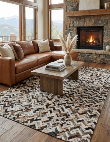 5' x 7' 10 Cowhide Leather Rug