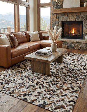 5' x 7' 10 Cowhide Leather Rug