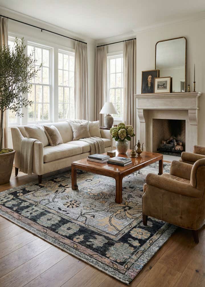 9' x 12' 6 Hand Knotted Oushak Wool Rug