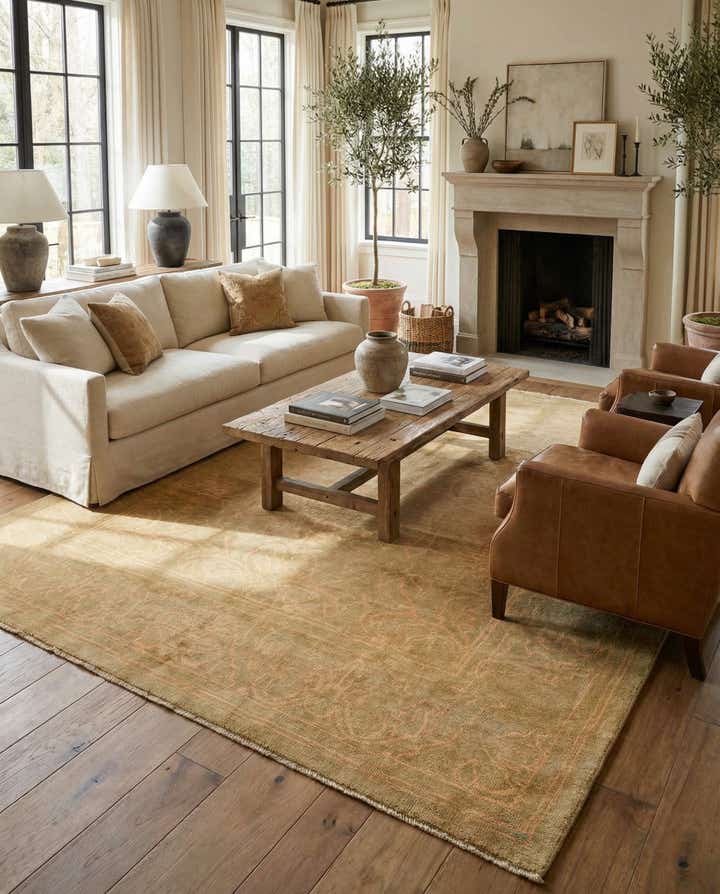 9' 2 x 10' 5 Hand Knotted Oushak Wool Square Rug