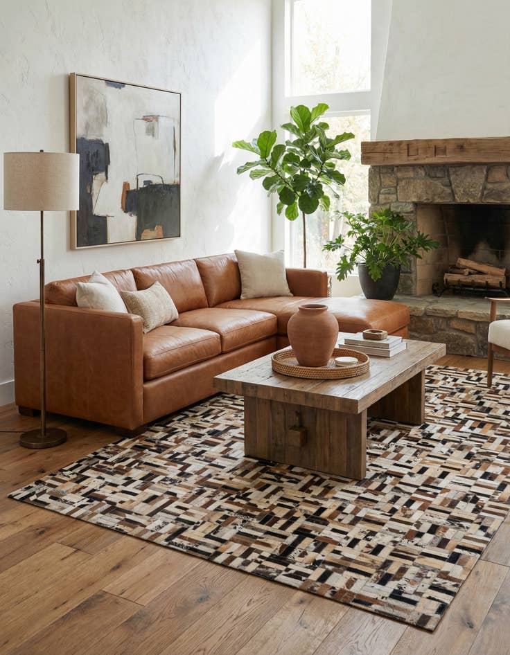 Detail image of  5' 1 x 8' Cowhide - Patchwork Rug