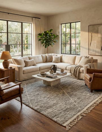 6' 9 x 9' 8 Hand Knotted Moroccan Wool Rug