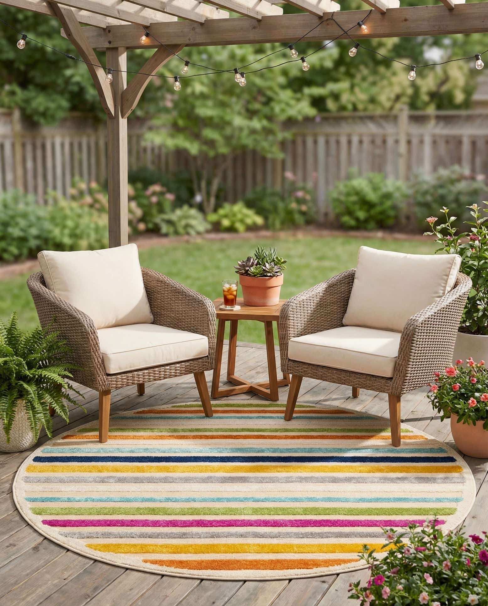 5' 3 x 5' 3 Easy-Clean Aruba Indoor / Outdoor Round Rug