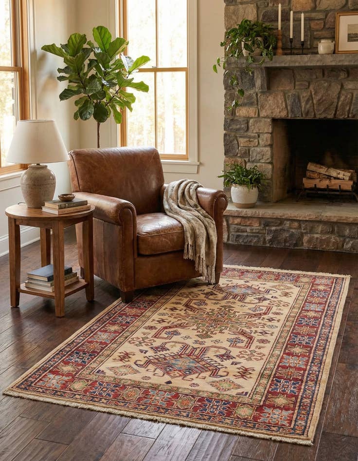 Detail image of 3' 4 x 5' 1  Hand Knotted Kazak Oriental Rug