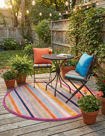 5' 3 x 5' 3 Easy-Clean Aruba Indoor / Outdoor Round Rug