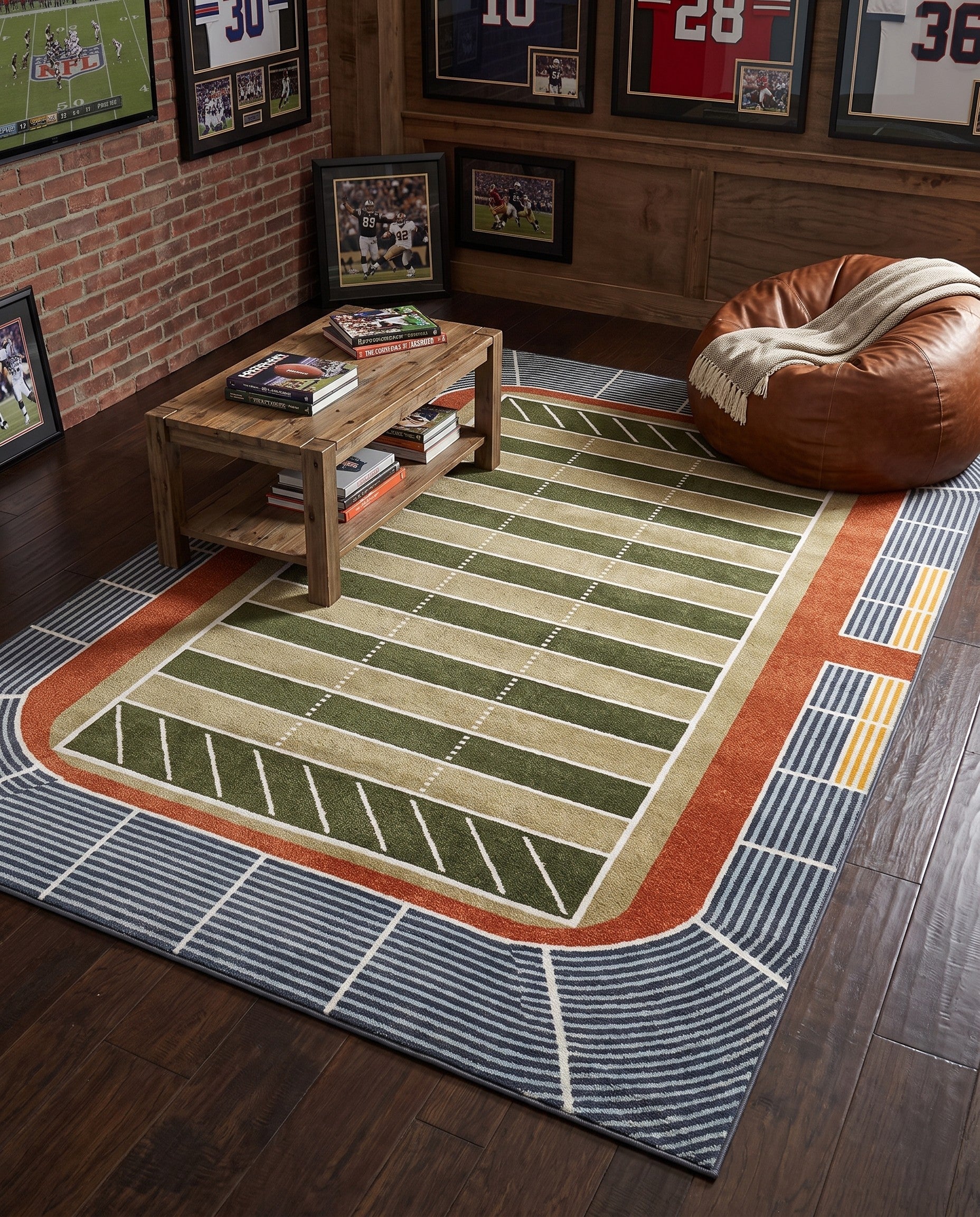 5' 3 x 8' Sports Washable Rug