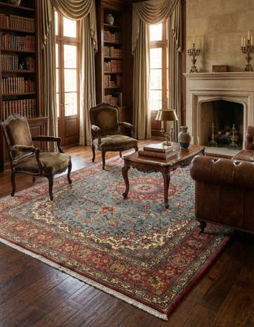 6' 8 x 9' 10 Hand Knotted Qom Persian Rug