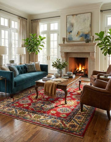 6' x 9' 8 Hand Knotted Kazak Rug