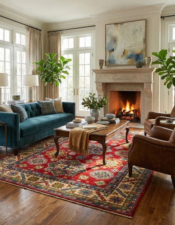 6' x 9' 8 Hand Knotted Kazak Rug