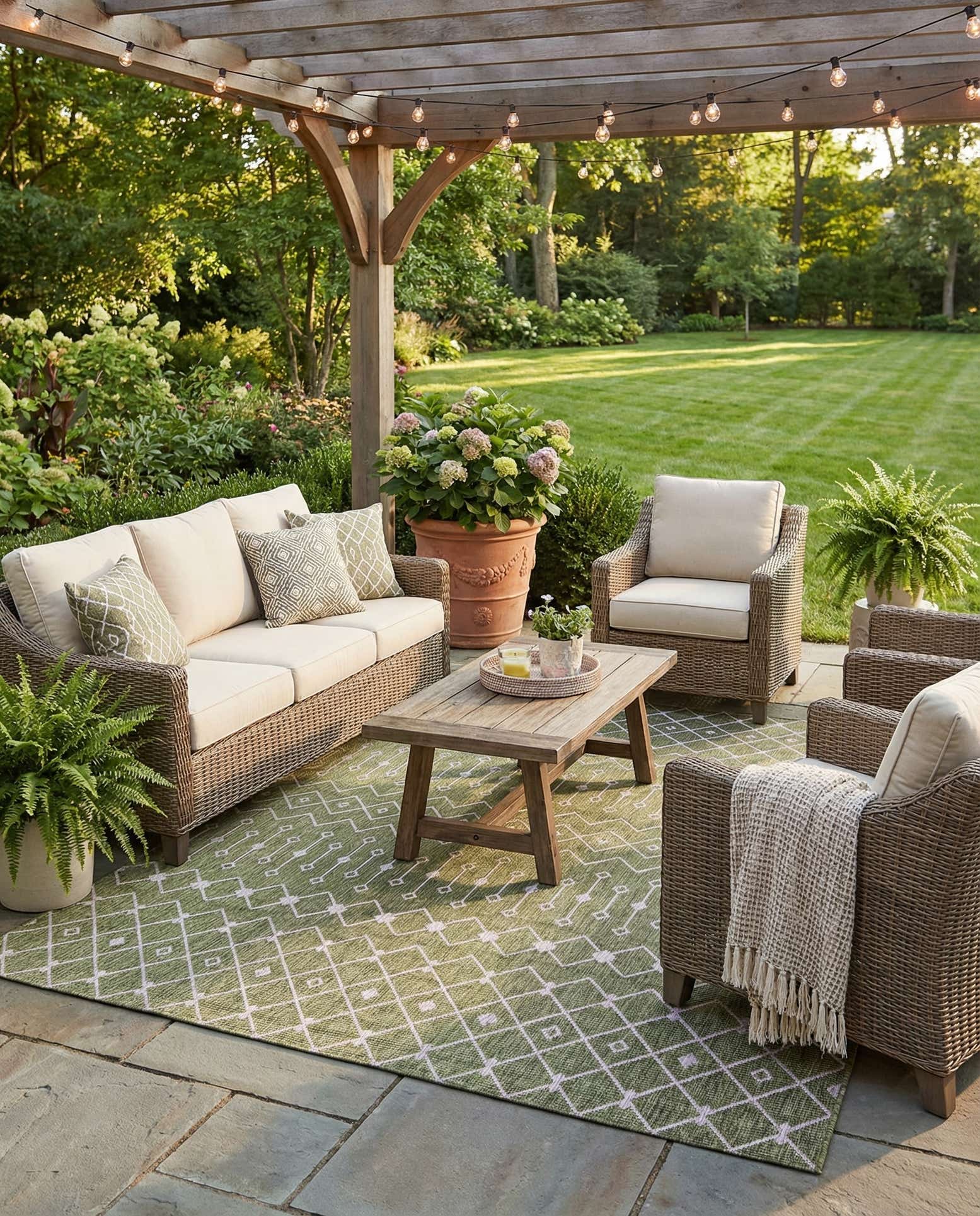 10' 8 x 10' 8 Easy-Clean Lattice Indoor / Outdoor Square Rug